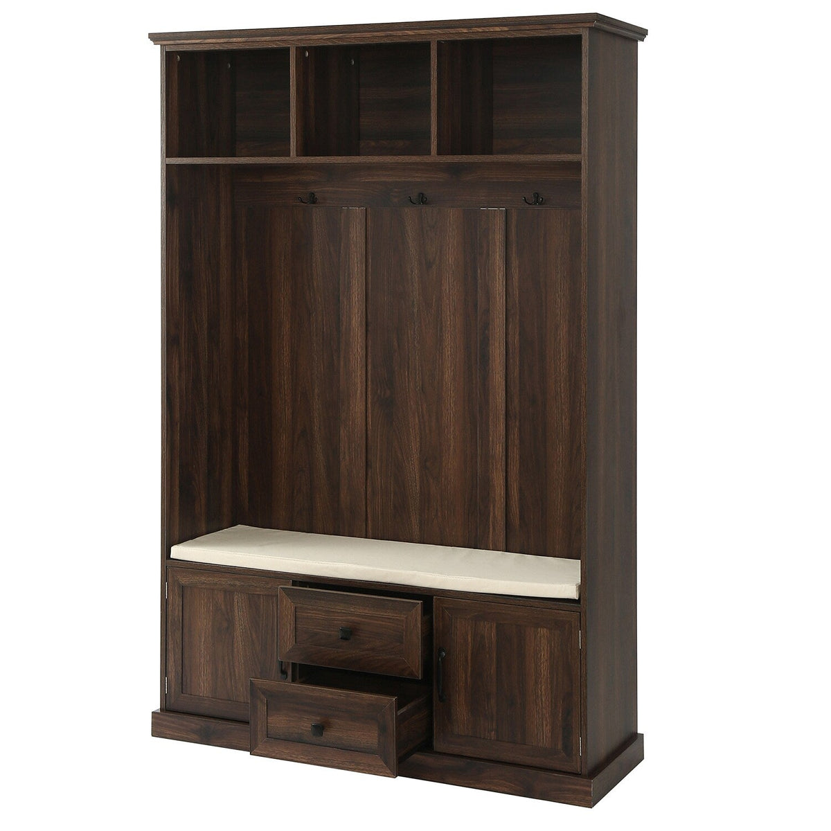 SINOFURN Coastal 47.2-in Brown Wood Hall Tree