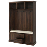 SINOFURN Coastal 47.2-in Brown Wood Hall Tree