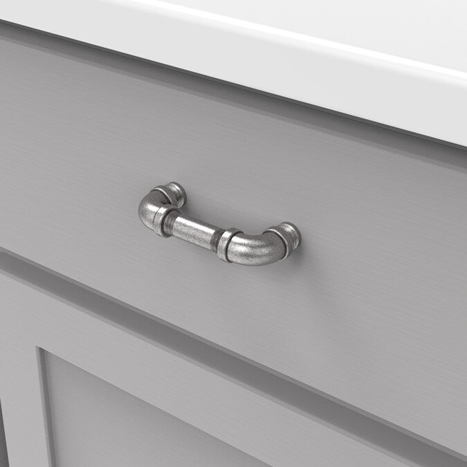 Hickory Hardware Pipeline 3-in (76mm) Center to Center Black Nickel Vibed Rectangular Bar Drawer Pull