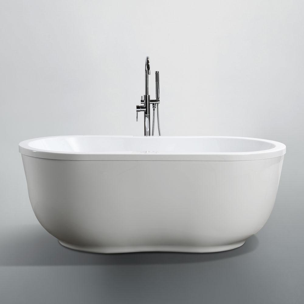 Brescia 65.04 in. Acrylic Flatbottom Non-Whirlpool Freestanding Bathtub in Glossy White - Super Arbor