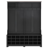 SINOFURN Hall Tree Entryway Bench with Shelves Cabinet