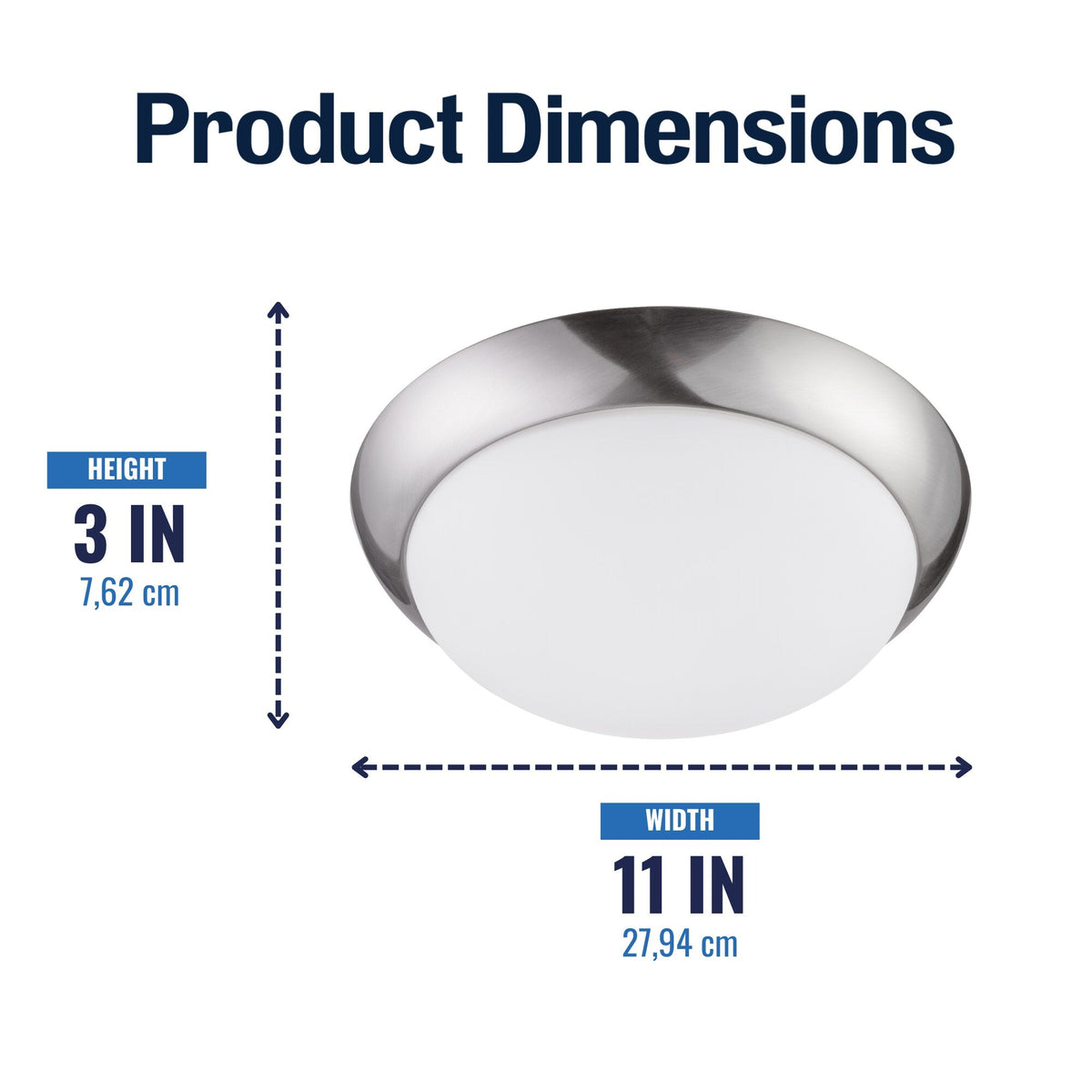 Project Source 2-Pack 11-in Brushed Nickel Integrated LED Flush Mount Ceiling Light, 3000K, 1400 Lumens