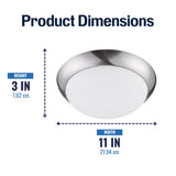Project Source 2-Pack 11-in Brushed Nickel Integrated LED Flush Mount Ceiling Light, 3000K, 1400 Lumens