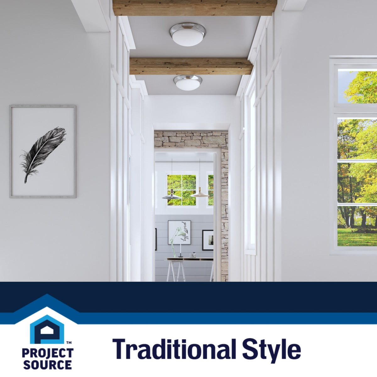 Project Source 2-Pack 11-in Brushed Nickel Integrated LED Flush Mount Ceiling Light, 3000K, 1400 Lumens