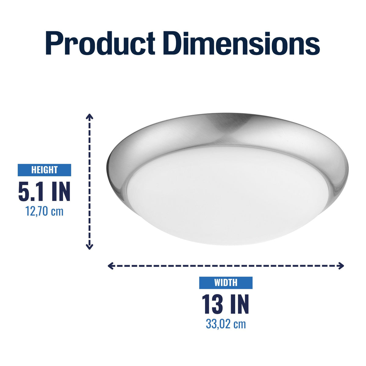 Project Source 13-in Brushed Nickel Traditional Flush Mount Light, Integrated LED, 3000K, Dimmable