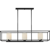 Progress Lighting Chadwick 3-Light Black Traditional Etched Glass Linear Large Hanging Kitchen Island Light