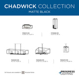 Progress Lighting Chadwick 3-Light Black Traditional Etched Glass Linear Large Hanging Kitchen Island Light