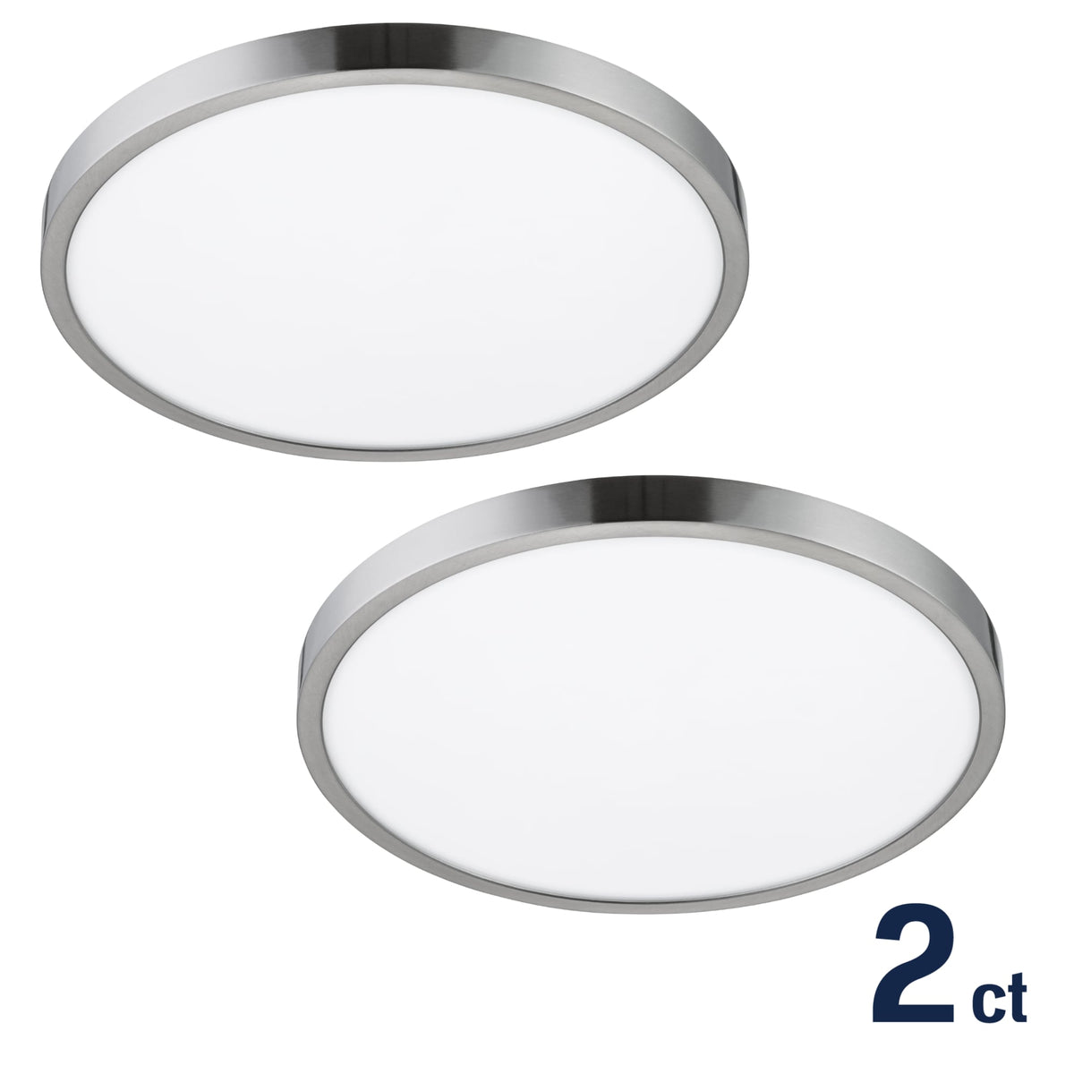Project Source 2-Pack 14-in Brushed Nickel Transitional Integrated LED Flush Mount Light, 3000K, 1950 Lumens, Dimmable