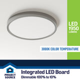 Project Source 2-Pack 14-in Brushed Nickel Transitional Integrated LED Flush Mount Light, 3000K, 1950 Lumens, Dimmable