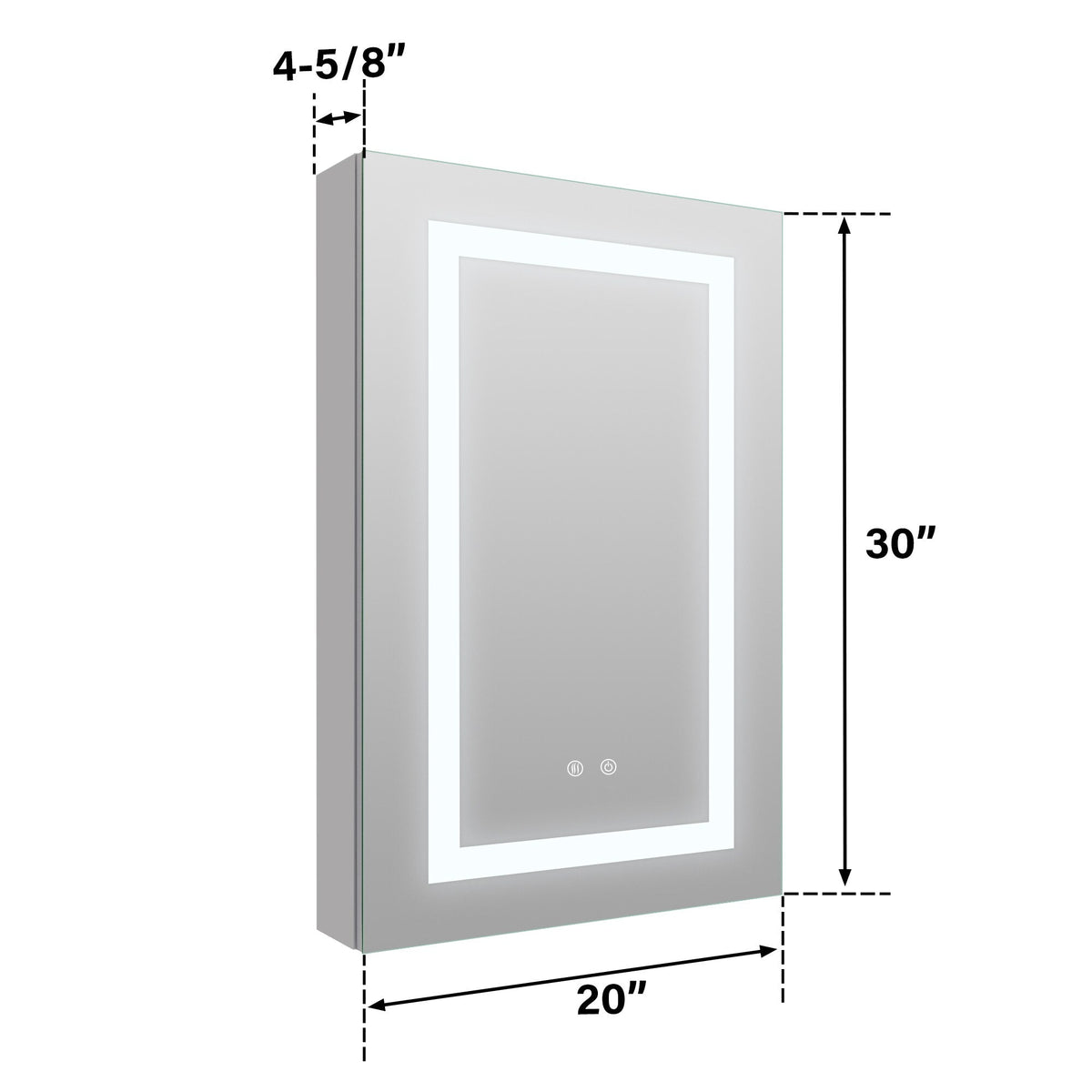 Forclover 20-in x 30-in Lighted LED Fog Free Surface/Recessed Mount Silver Soft Close Medicine Cabinet with Outlet