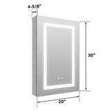 Forclover 20-in x 30-in Lighted LED Fog Free Surface/Recessed Mount Silver Soft Close Medicine Cabinet with Outlet