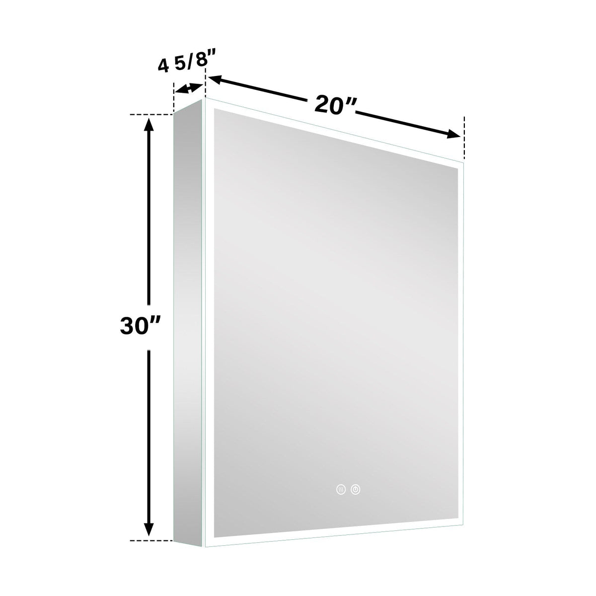 Forclover 20-in x 30-in Lighted LED Fog Free Surface/Recessed Mount Silver Mirrored Soft Close Medicine Cabinet with Outlet