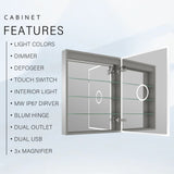 Forclover 20-in x 30-in Lighted LED Fog Free Surface/Recessed Mount Silver Mirrored Soft Close Medicine Cabinet with Outlet