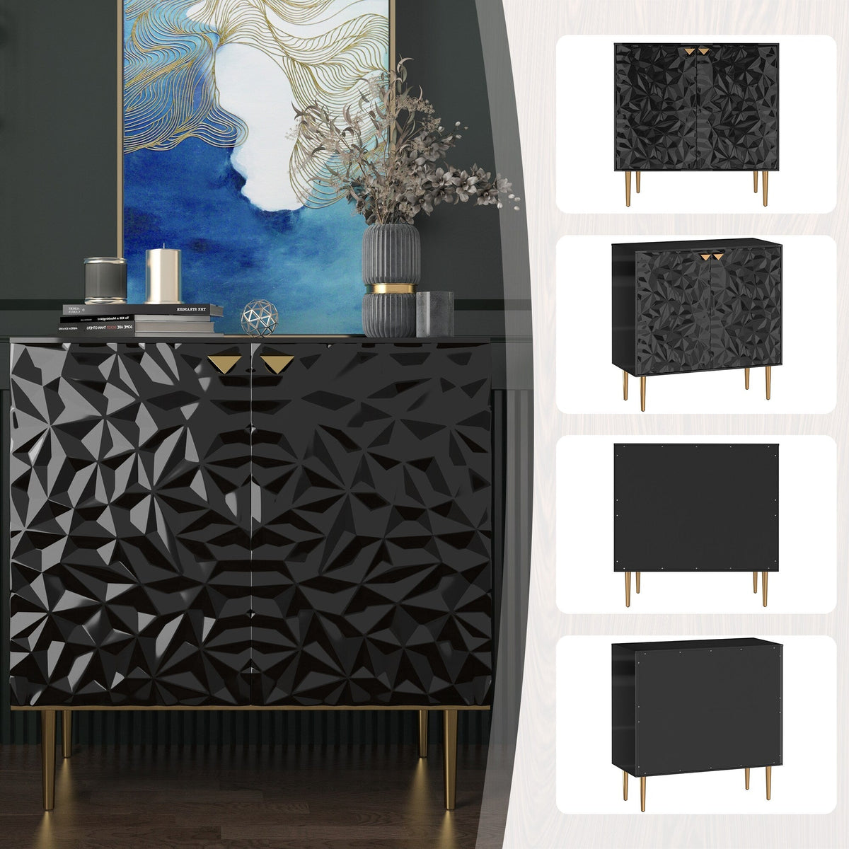 Clihome 15.75-in W x 31.93-in H Mdf Black Freestanding Utility Storage Cabinet