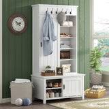 Runesay Hall Tree Farmhouse 35.4-in White Composite Hall Tree