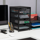 Mind Reader Black 4-Drawer 12.3-in File Cabinet