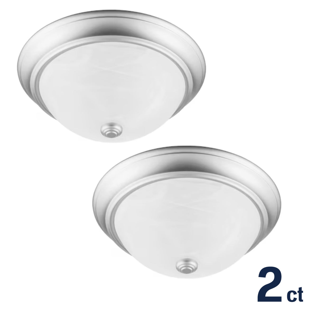 Project Source 2-Pack 13-in Satin Nickel Traditional Flush Mount Light