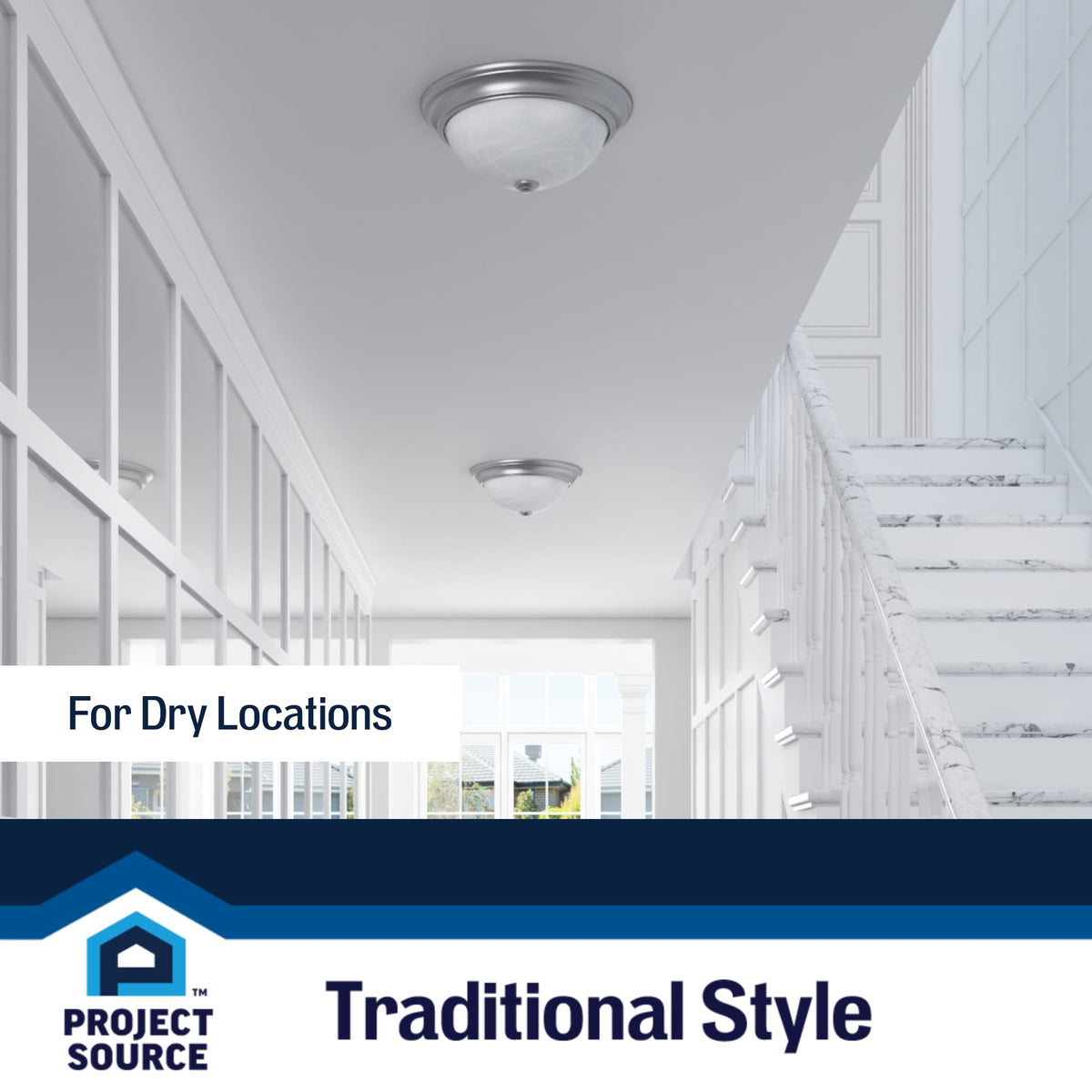 Project Source 2-Pack 13-in Satin Nickel Traditional Flush Mount Light