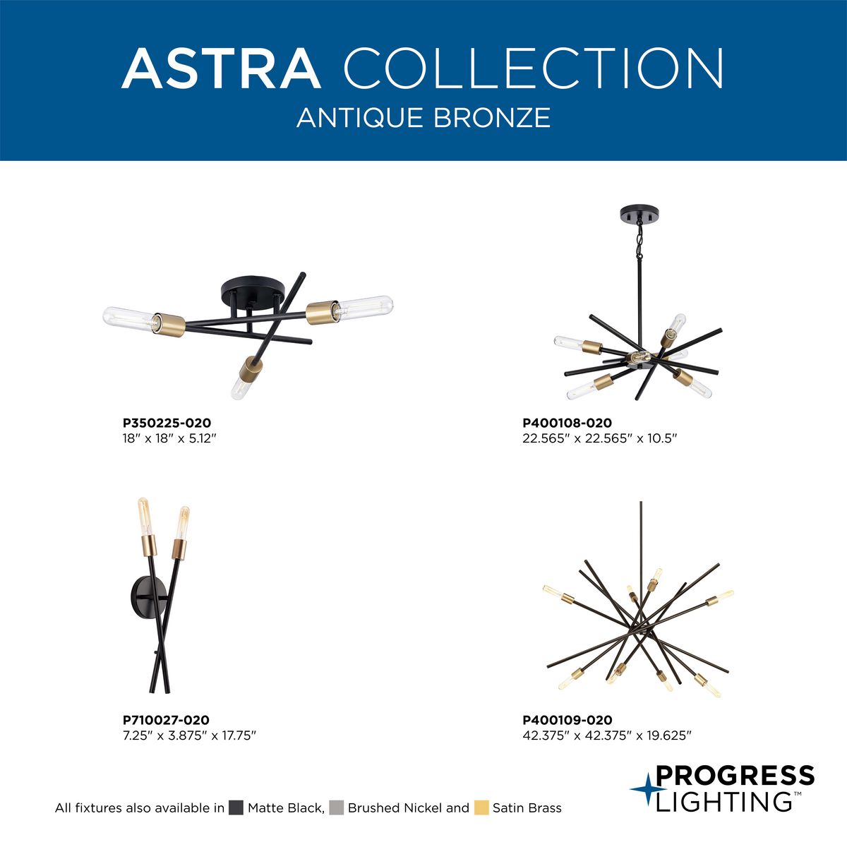 Progress Lighting Astra 6-Light Matte Black Modern/Contemporary Chandelier