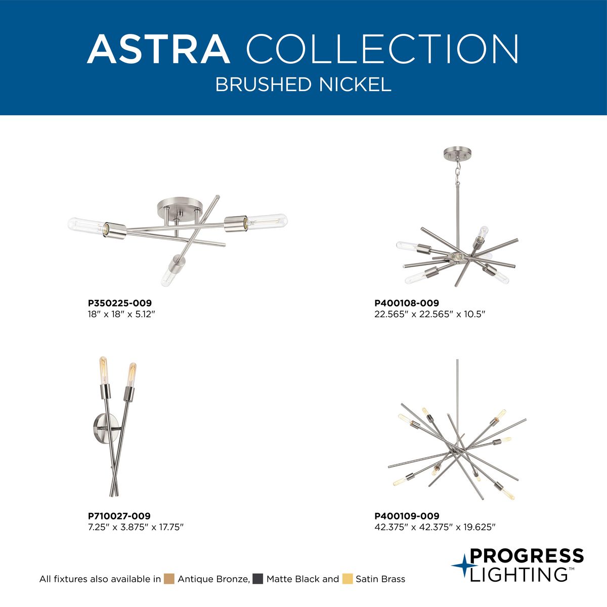 Progress Lighting Astra 6-Light Matte Black Modern/Contemporary Chandelier