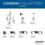 Progress Lighting Caisson 3-Light Graphite Bohemian/Global Clear Glass Globe Large Hanging Pendant Light