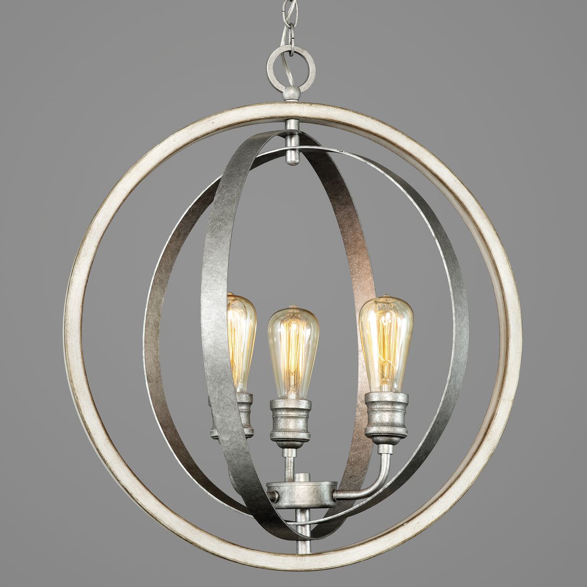 Progress Lighting Conestee 3-Light Galvanized Coastal Globe Medium Hanging Pendant Light