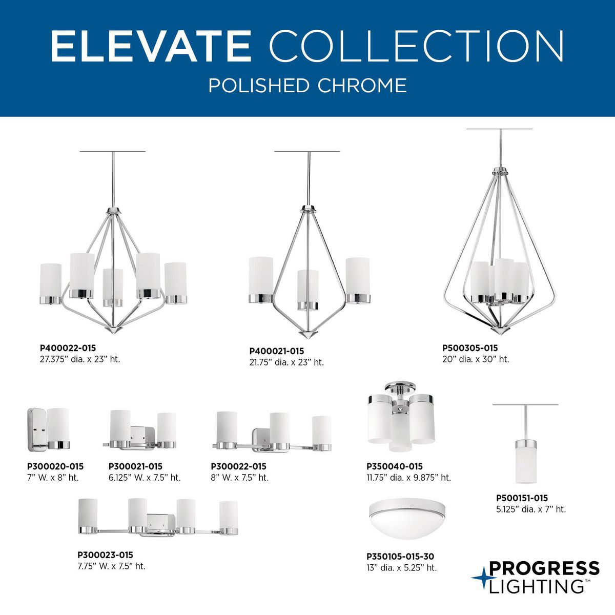 Progress Lighting Elevate 4-Light Polished Chrome Modern/Contemporary Etched Glass Geometric Medium Hanging Pendant Light