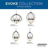 Progress Lighting Evoke 3-Light Antique Bronze Transitional Chandelier
