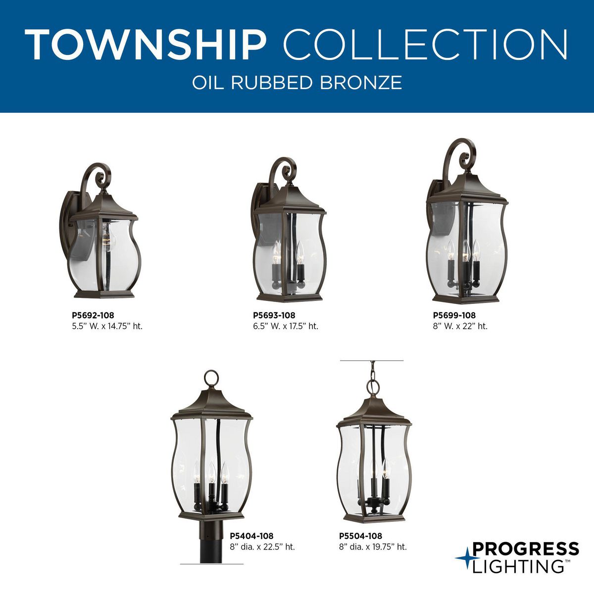 Progress Lighting Township 3-Light Oil Rubbed Bronze Transitional Beveled Glass Lantern Medium Outdoor Hanging Pendant Light