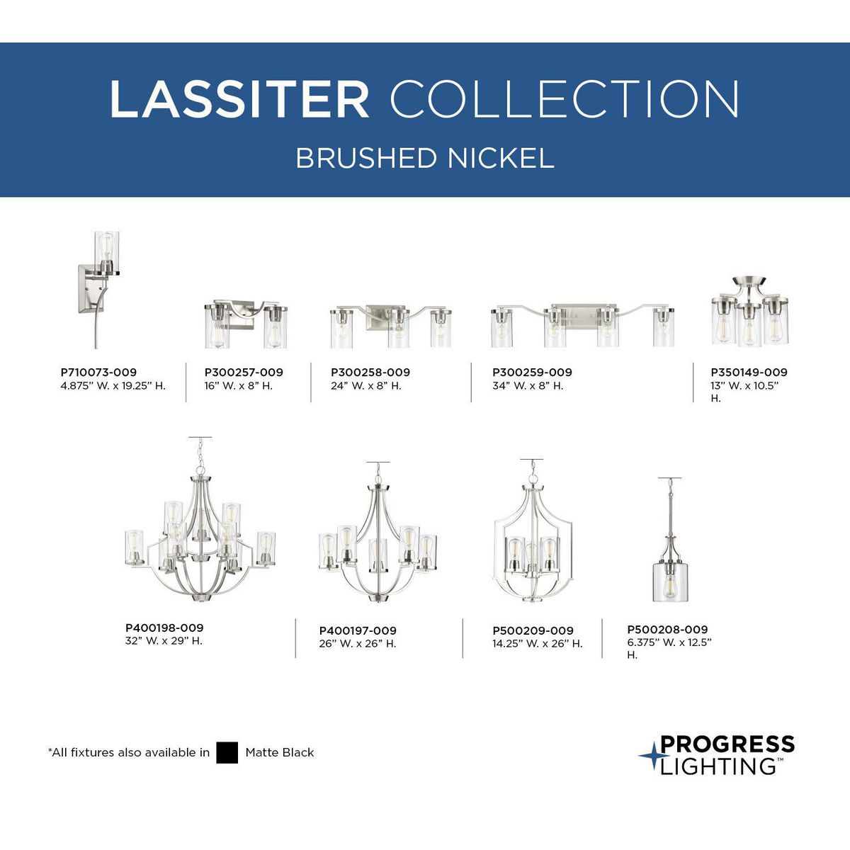 Progress Lighting Lassiter 9-Light Brushed Nickel Traditional Chandelier