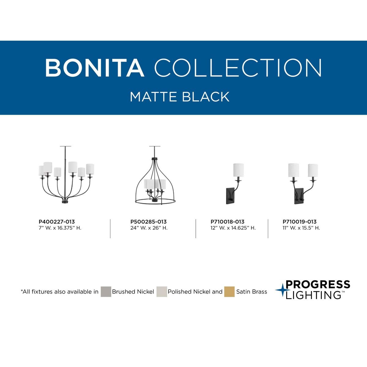 Progress Lighting Bonita 6-Light Matte Black Transitional Chandelier