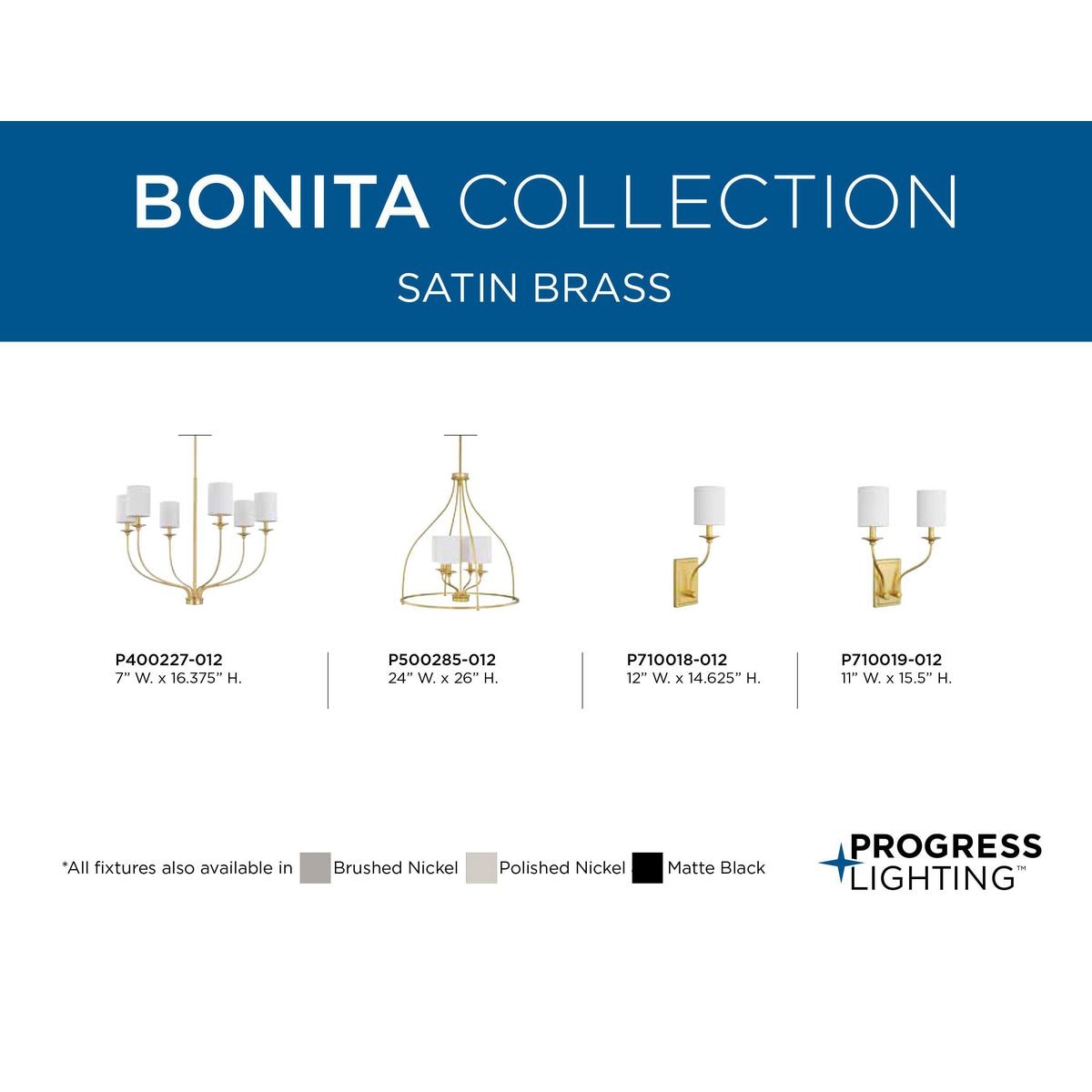 Progress Lighting Bonita 6-Light Brushed Nickel Transitional Chandelier