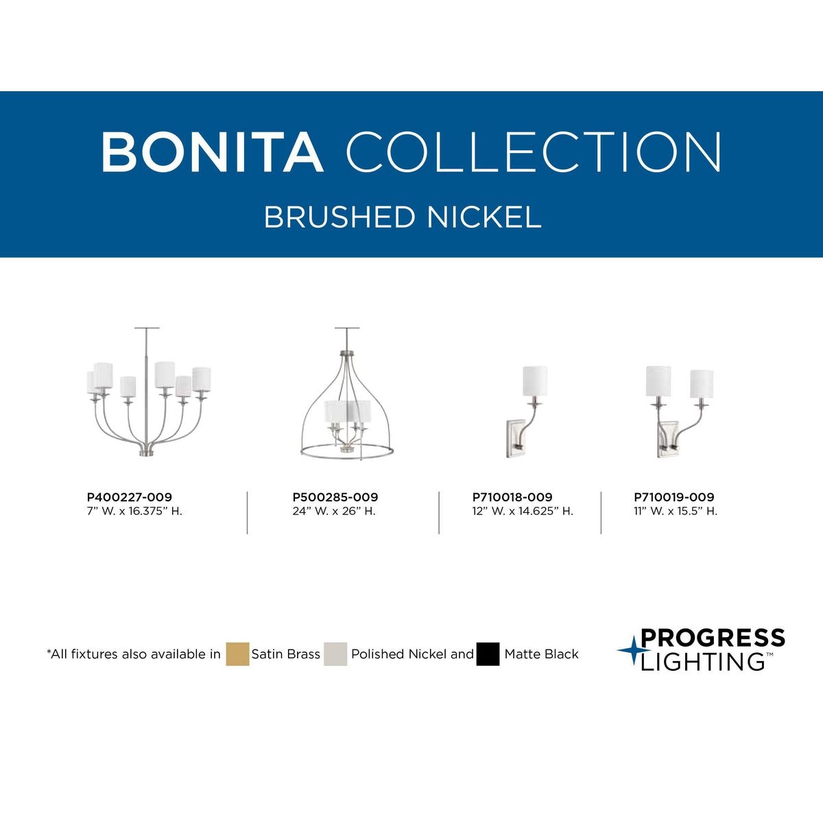 Progress Lighting Bonita 6-Light Brushed Nickel Transitional Chandelier