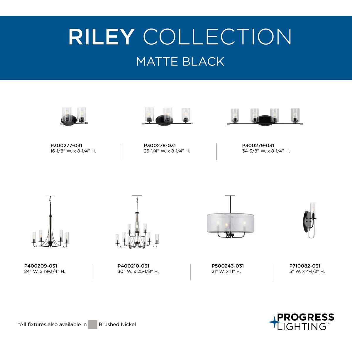 Progress Lighting Riley 9-Light Matte Black Traditional Chandelier