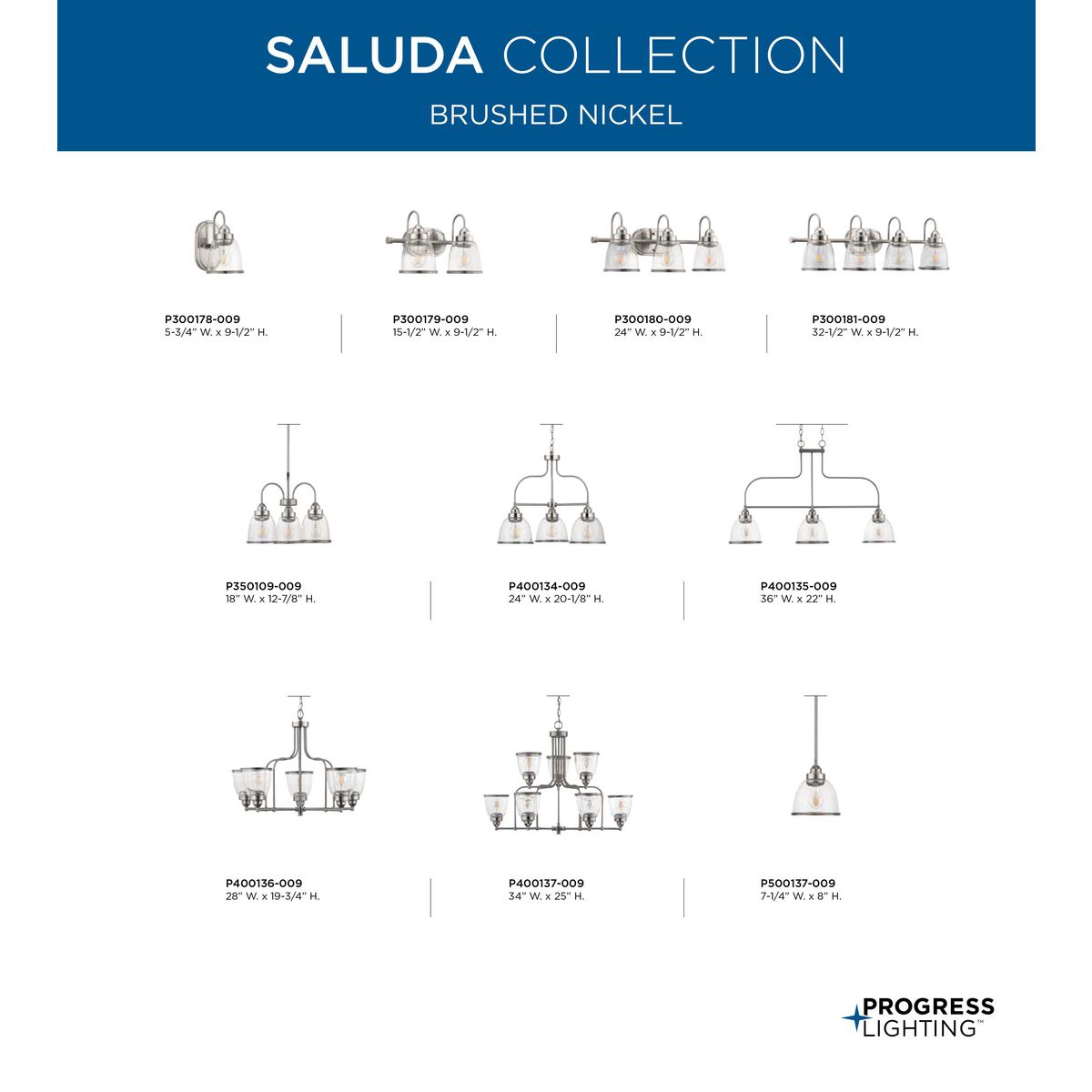 Progress Lighting Saluda 3-Light Brushed Nickel Transitional Chandelier
