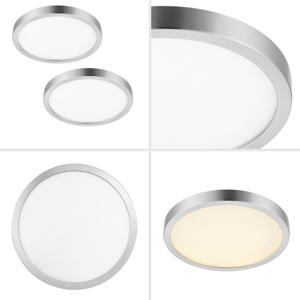 Project Source 2-Pack 12-in Brushed Nickel Transitional Integrated LED Flush Mount Light, 3000K, Dimmable