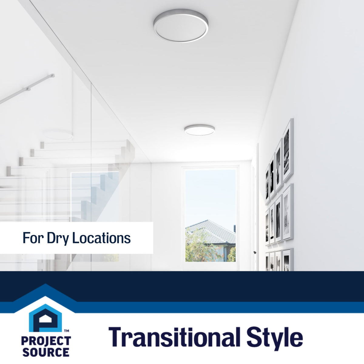 Project Source 2-Pack 12-in Brushed Nickel Transitional Integrated LED Flush Mount Light, 3000K, Dimmable
