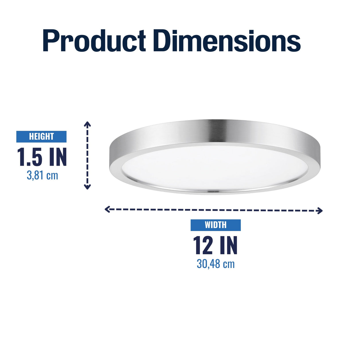 Project Source 2-Pack 12-in Brushed Nickel Transitional Integrated LED Flush Mount Light, 3000K, Dimmable