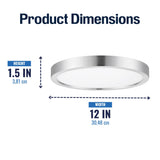 Project Source 2-Pack 12-in Brushed Nickel Transitional Integrated LED Flush Mount Light, 3000K, Dimmable