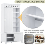 Runesay Hall Tree Farmhouse 35.4-in White Composite Hall Tree
