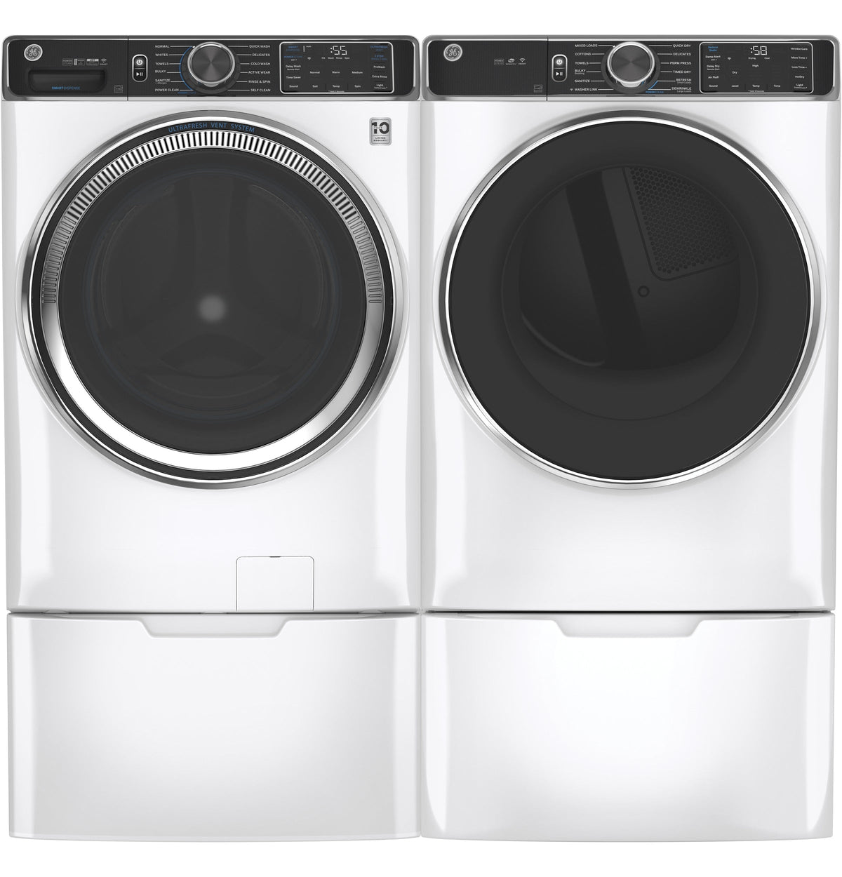GE 7.8-cu ft Stackable Gas Dryer with Steam, Wi-Fi & Reversible Door (White) ENERGY STAR