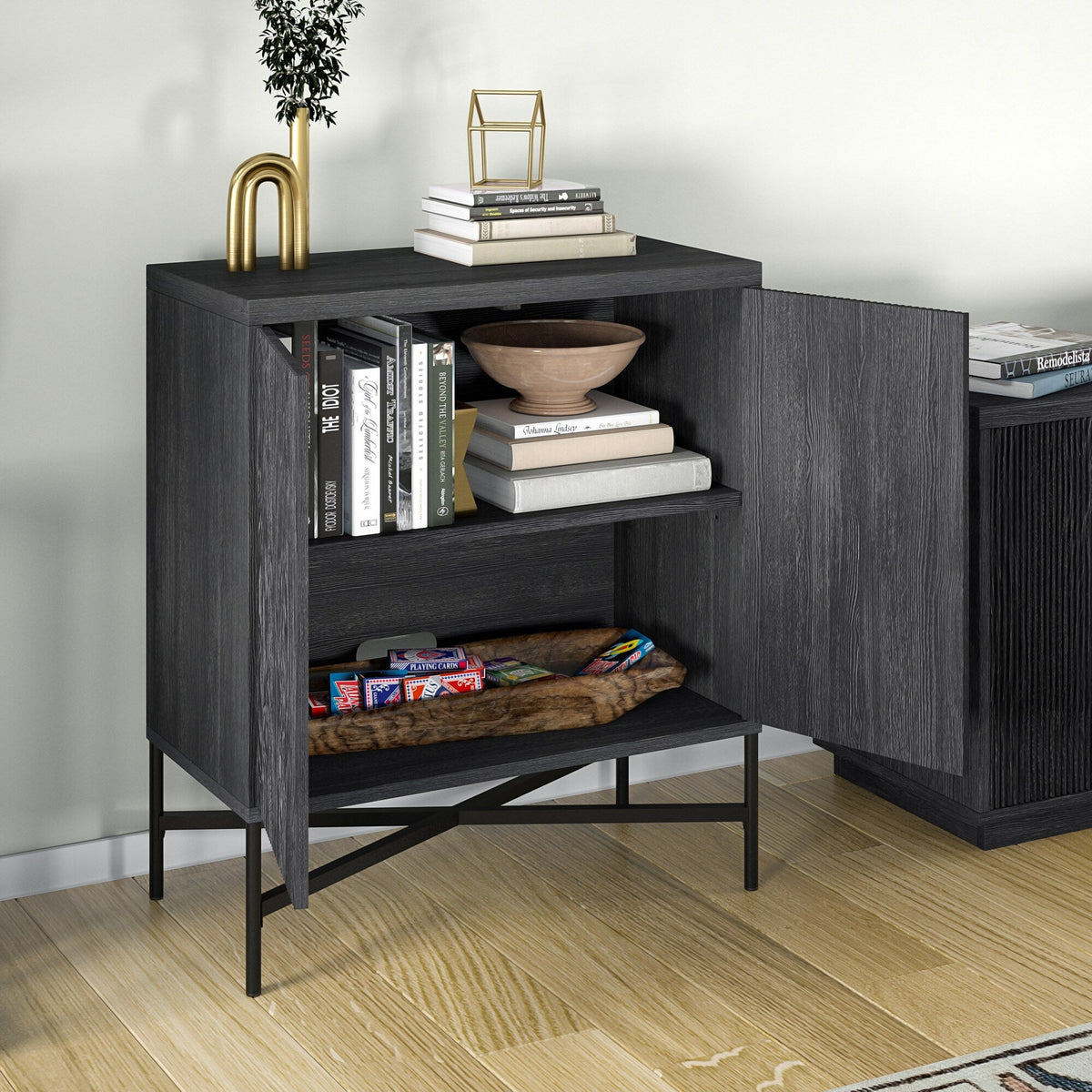Hailey Home Brighton Charcoal Gray 2-Shelf Office Cabinet