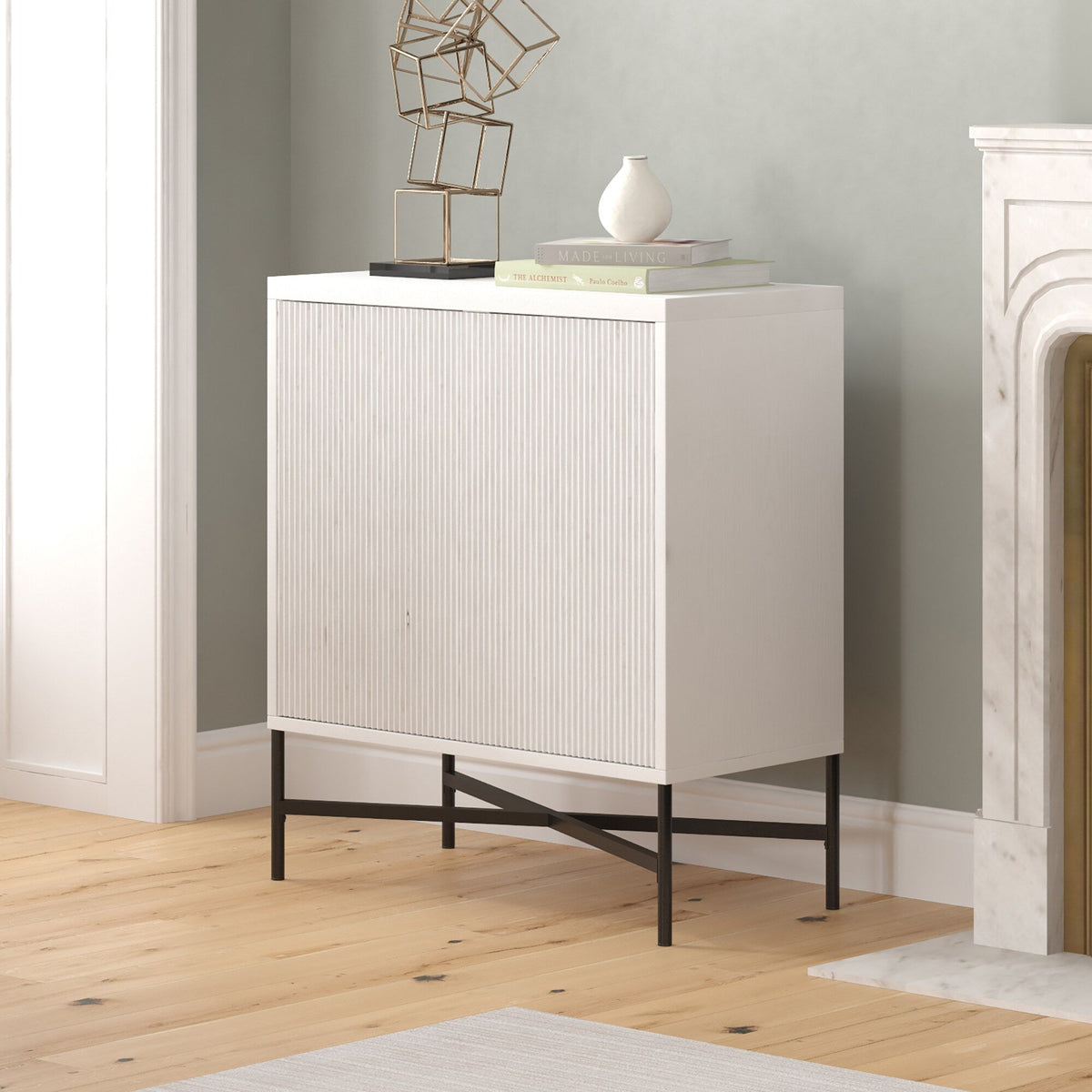 Hailey Home Brighton White 2-Shelf Office Cabinet