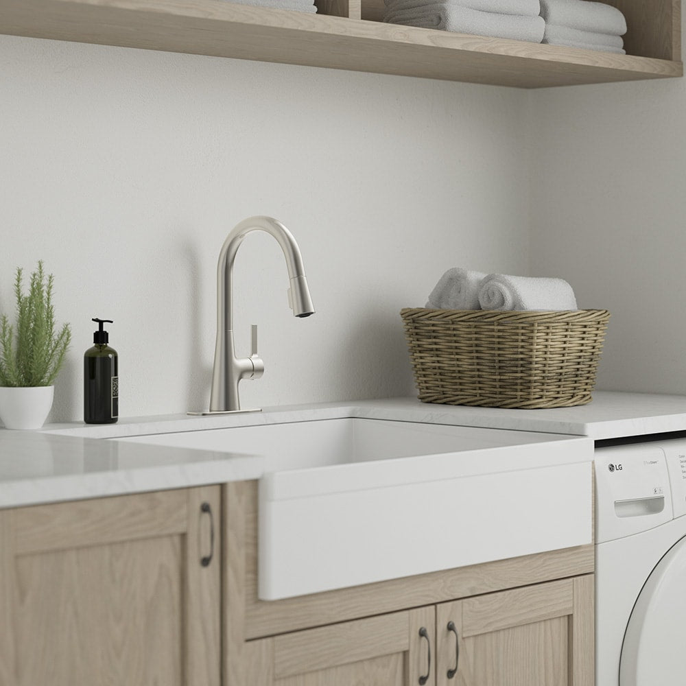 allen + roth Gillen Stainless Utility Faucet with Pulldown Sprayer