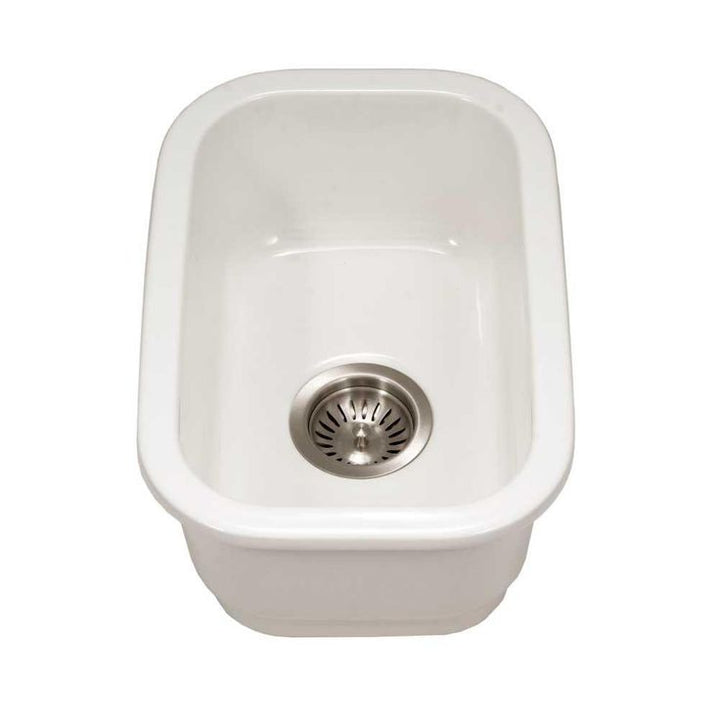 Platus Undermount Fireclay 13 in. Single Bowl Bar Sink in White with Rectangular Basin
