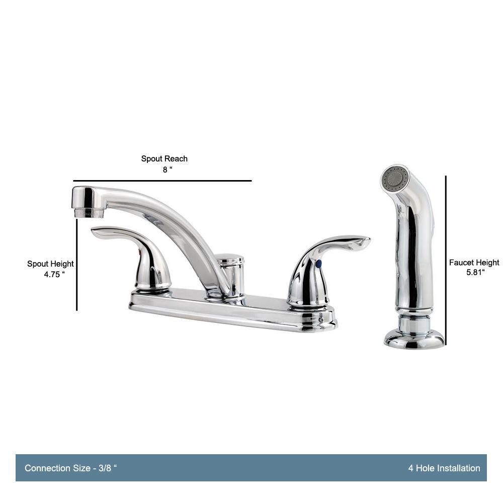 Delton 2-Handle Standard Kitchen Faucet with Side Sprayer in Polished Chrome - Super Arbor