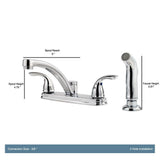 Delton 2-Handle Standard Kitchen Faucet with Side Sprayer in Polished Chrome - Super Arbor