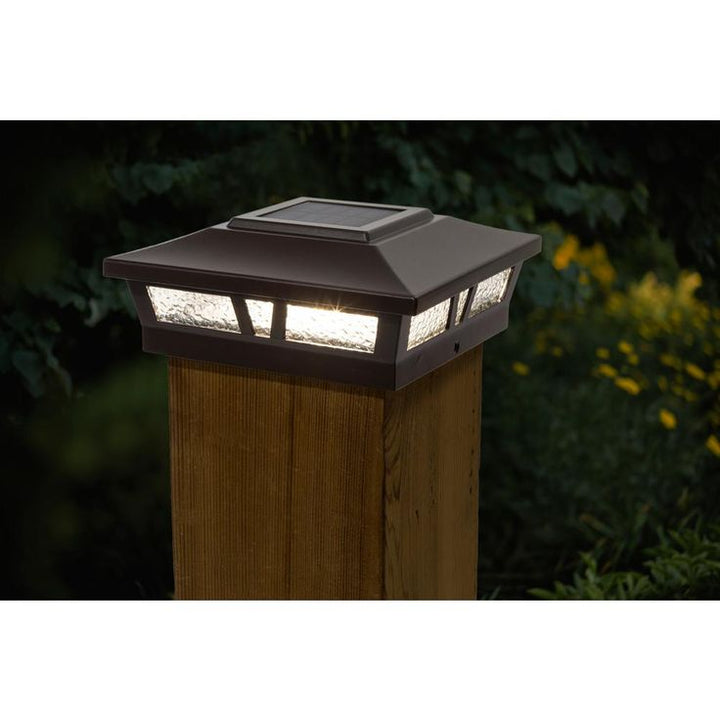 Oxford Brown Integrated LED 6 in. x 6 in. Aluminum Oxford Solar Post Cap ( 2-Pack)