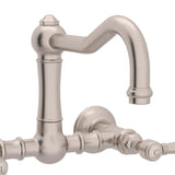 Rohl Country Kitchen Satin Nickel 2-Handle Wall-Mount Bridge Handle Kitchen Faucet