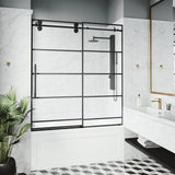Elan 60 in. x 66 in. Frameless Sliding Tub Door in Matte Black and Clear Glass - Super Arbor